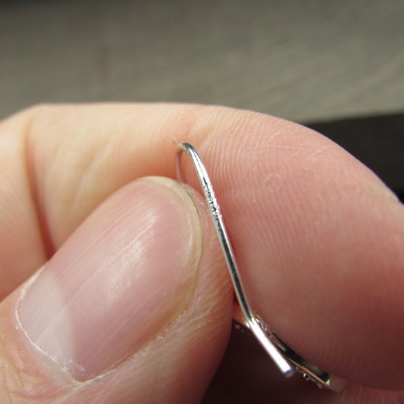 Sterling Silver Cubic Zirconia Peace Sign Earrings - Picture 3 of 6